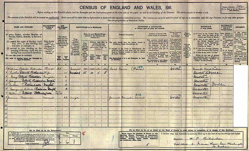 1911 Census Form